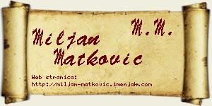 Miljan Matković vizit kartica